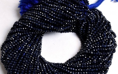 Natural Blue Sapphire Gemstone 3 mm Round Micro Faceted Beads...