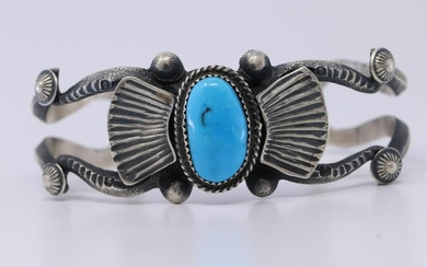 Navajo Turquoise and Sterling Silver Bracelet By Eva