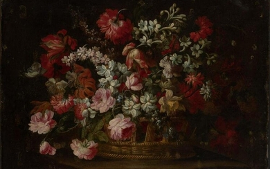 Neapolitan School 17th Century Roses, Tiger Lillies and