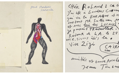 Niki de Saint Phalle (1930-2002) & Jean Tinguely (1925-1991) Projets de Nanas et maquettes de costumes & Lettre à Roland Petit