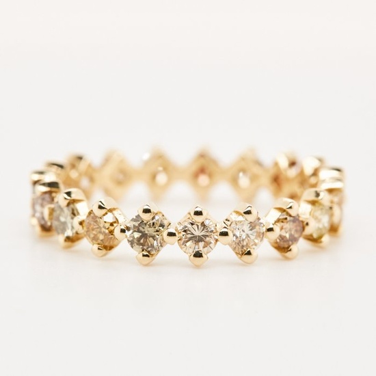 No Reserve Price - 1.55 tcw - Light to Nat. Fancy Mix Yellow - Brown - 14 kt. Yellow gold - Ring Diamond