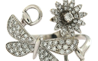 No Reserve Price - Gucci - Ring - Flore - 18 kt. White gold Diamond