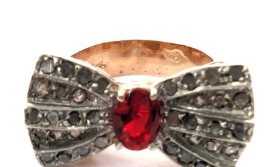 No Reserve Price - NO RESERVE PRICE - Ring - 9 kt. Rose gold, Silver Ruby - Diamond