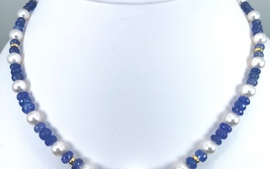 No Reserve Price# Southsea pearl RD Ø 12,4 mm - 18 kt. Akoya pearls, Yellow gold - Necklace South Sea Pearl - Tanzanites