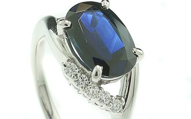 No reserve price - Unerhitzter Saphir 3,06 carat No Heat ALGT-Gutachten + Diamanten - 900 Platinum - Ring - 3.06 ct Sapphire - Diamonds
