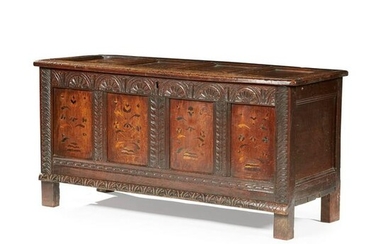 OAK AND MARQUETRY DOWER CHEST, NORTH YORKSHIRE 17TH