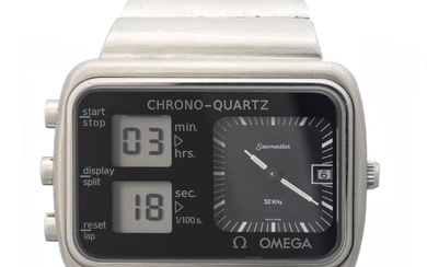OMEGA - Montre-bracelet chrono-quartz Albatros en acier brossé, vers 1980