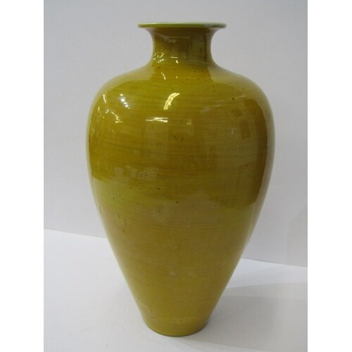 ORIENTAL CERAMICS, mustard glazed 11" vase, tapering baluste...