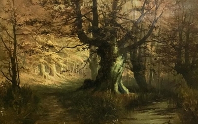 Oil on Canvas Landscape with Stream