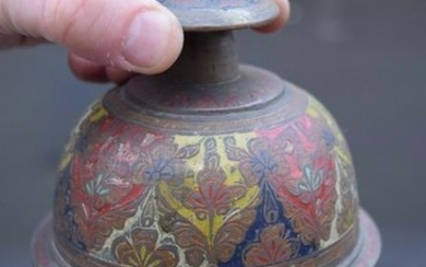 Old Oriental Enamel Hand Bell for Sanctuary & Sacristy