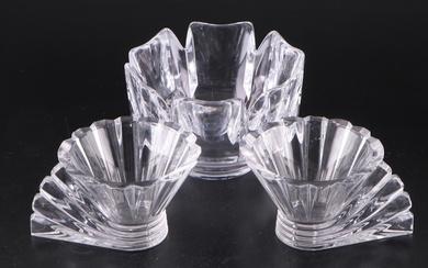 Orrefors "Corona" Crystal Bowl with Rosenthal Crystal Candle Holders