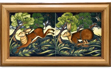 PHILIP GIBSON FOR MOORCROFT; a limited edition double tiled panel,...