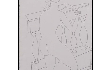 Pablo Picasso (1881-1973) Untitled, (Femme s'appuyant sur une balustrade), 3-4-1920