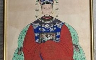 Painting - Paper, Silk - large Ancestor portrait- China - 19th century