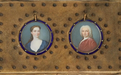 Pair English portrait miniatures, 18th century