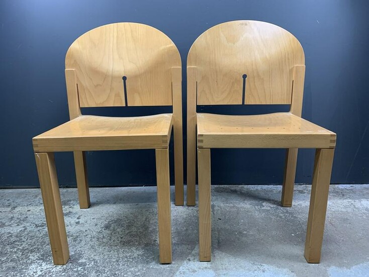 Pair Modernist Design Plywood Side Chairs