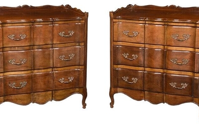 Pair Provincial Louis XV Style Fruitwood Commodes
