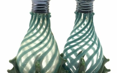 Pair Vintage Art Glass Salt & Pepper Shakers