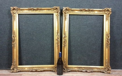 Pair of 19th Century Golden Wood Frames leaf gilt lot A /// H86 x 64cm - Wood - Mid 19th century