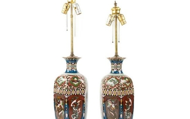 Pair of Antique Chinese Cloisonne Table Lamps