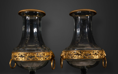 Pair of Bacarrat Vases with gilt bronze mounts, France, 19th...