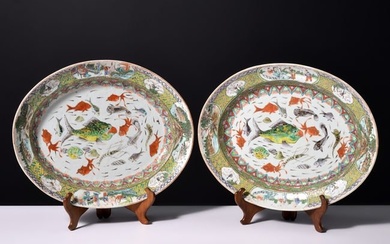 Pair of Chinese Export Famille Verte Porcelain Platters