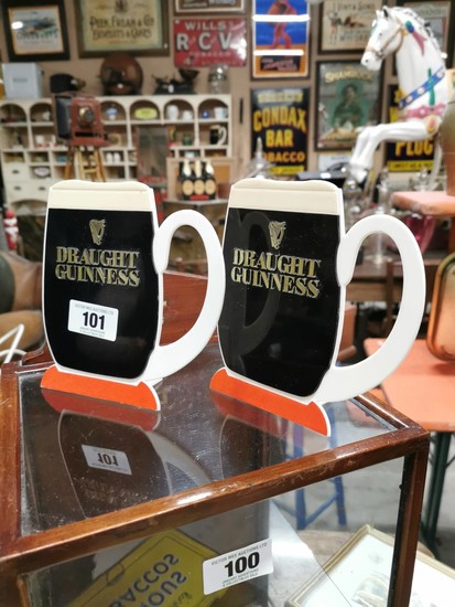 Pair of Draught Guinness Perspex Pint Glass Counter Stands {...