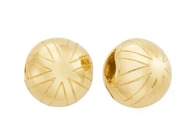 Pair of Gold Ball Earclips, Bulgari