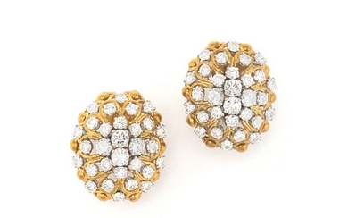 Pair of Gold and Diamond Dome Earclips