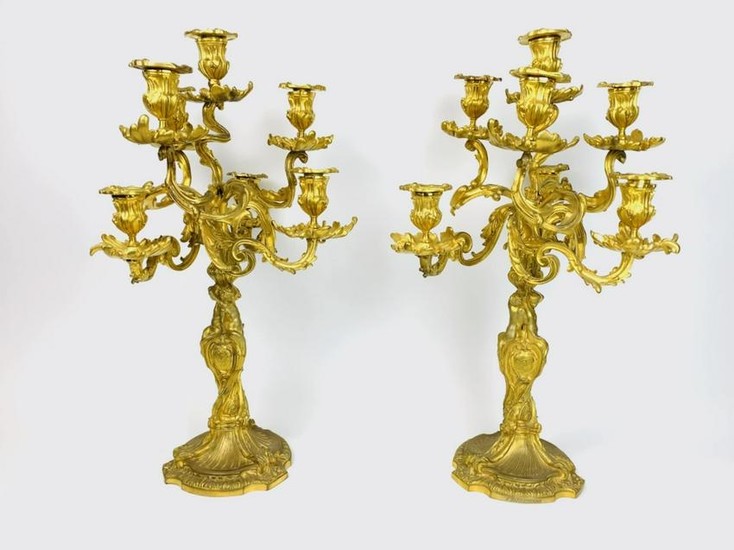 ?Pair of Large & Heavy 19th C. French Gilt Bronze