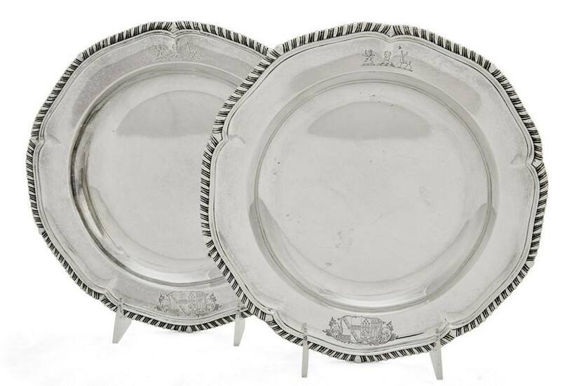 Pair of Paul Storr sterling soup plates, 1835