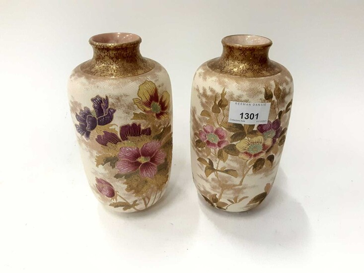Pair of Victorian Doulton Lambeth, marked U.S patent vases