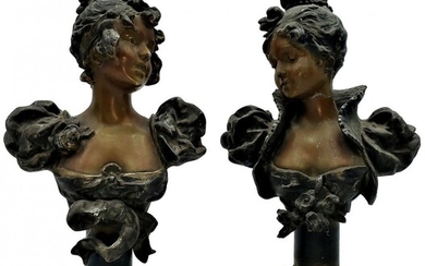 Pair of Victorian Female Spelter Busts