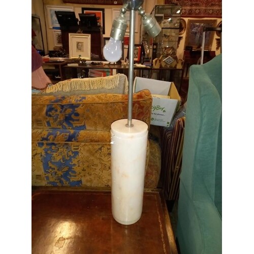 Pair of Vintage White Marble Table Lamps