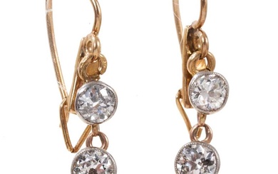 Pair of antique diamond drop earrings