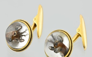 Pair of cufflinks decorated with a deer's head in an