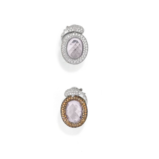 Pair of kunzite, coloured sapphire and diamond ear clips, 'Violetta', de Grisogono