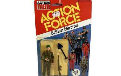 Palitoy Action Man Action Force Series 1 British Marine (Painted Beret Badge Version), on card with blister pack (1)
