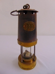 Patterson Lamps Ltd brass and steel miners lamp no. 592 Gateshead on Tyne of customary form