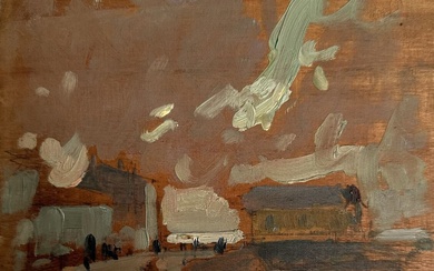 Paul Emile LECOMTE (1877-1950) L'Ile d'Yeu, Port Joinville Huile sur panneau 14 x 18 cm