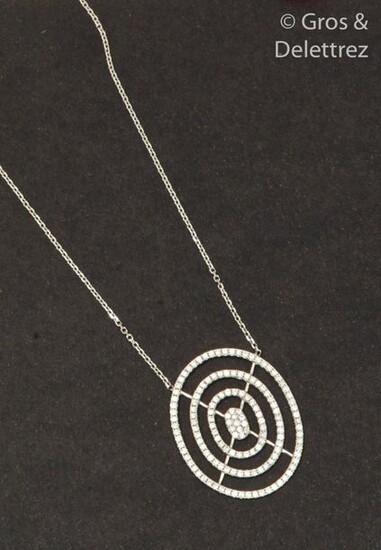 Pendant necklace in white gold, decorated with an...