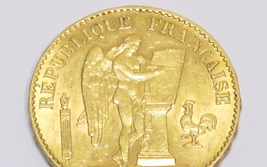 Pièce en or de 20 Francs "génie" datée de 1876, Atelier "A" (Paris). Poids :...