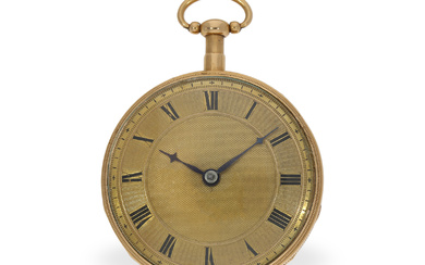 Pocket watch: 18K gold cylinder watch with repeater and musical movement, ca. 1820
