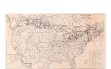 Poole Bros. Inc, Fold Out Map of North America Railway Systems, Circa 1936