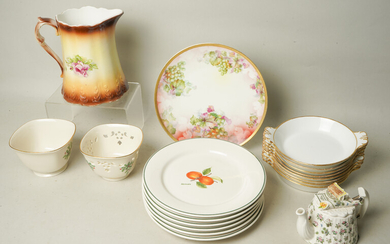 Porcelain Plates, Pitcher, Votives and Figurine
