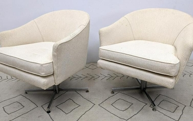 Pr MILO BAUGHMAN Swivel Modern Lounge Chairs. Curved ba