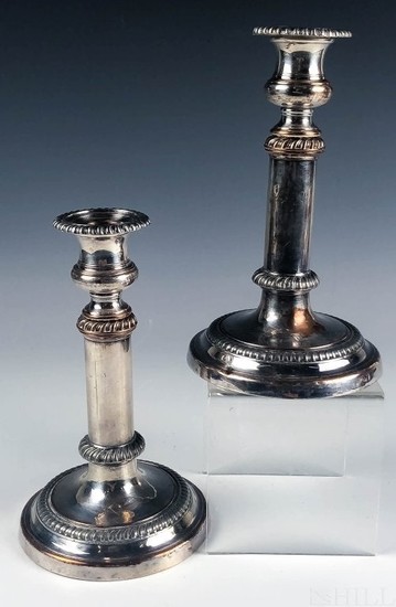 Pr Silver Plate Telescopic Mantle Candleholders