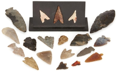 Property from a Private Collector, Edinburgh Lots 1-11 A group of flint arrowheads Neolithic - Early Bronze Age, circa 4000-1800 B.C. and later Including examples of leaf-shaped and tanged form, European and other cultures and three Egyptian...