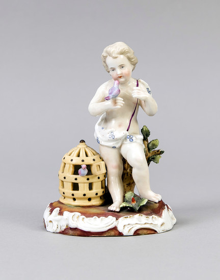 Putto as birdcatcher, England, late 19th century, putto...
