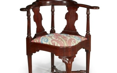 Queen Anne walnut roundabout chair, New England